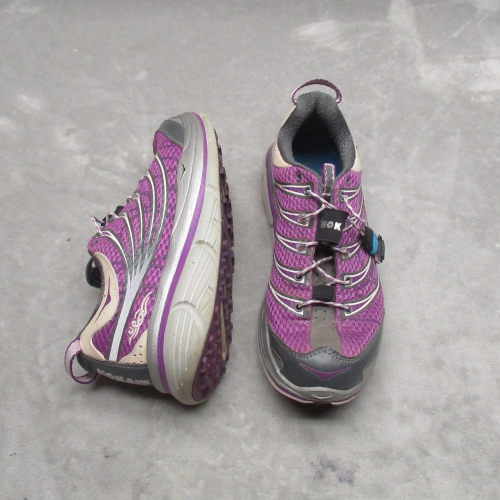 Hoka Womens 7 Shoes Purple Grey Kailua Trail Running Sneakers Lightweight Active